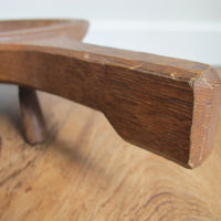 Standing Hand Carved Wood Tray with Handle Antique