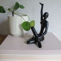 Metal Statue Female Figure Vintage Black Finish