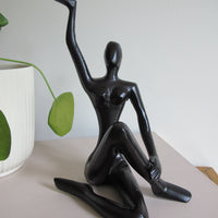 Metal Statue Female Figure Vintage Black Finish
