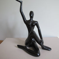 Metal Statue Female Figure Vintage Black Finish