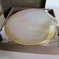 Shell Caviar Dish Mother of Pearl Indonesia With Gold Trim and Legs