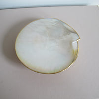 Shell Caviar Dish Mother of Pearl Indonesia With Gold Trim and Legs
