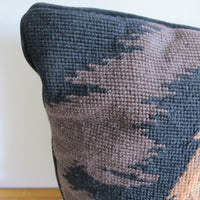 Embroidered Dog Pillow Spaniel Velvet Vintage Needlepoint Pillow