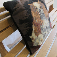 Embroidered Dog Pillow Spaniel Velvet Vintage Needlepoint Pillow