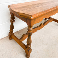 Primitive carved Wood Bench Stool