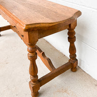 Primitive carved Wood Bench Stool