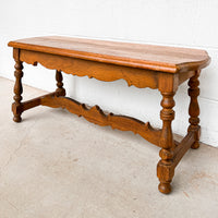 Primitive carved Wood Bench Stool
