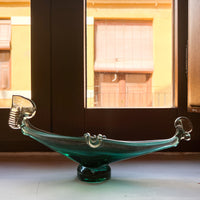 Murano Style Green Glass gondola Ashtray Dish