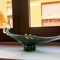 Murano Style Green Glass gondola Ashtray Dish
