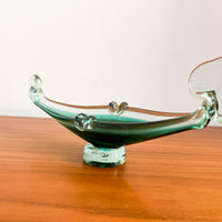 Murano Style Green Glass gondola Ashtray Dish