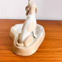 Dog Ashtray Porcelain Sculpture Figure
