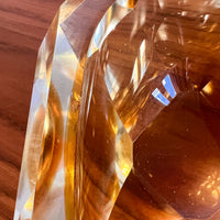 Murano Style Crystal Amber Glass Ashtray Dish