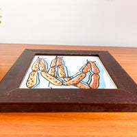 Sausage Link Tile Art with Wood Frame