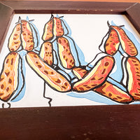 Sausage Link Tile Art with Wood Frame