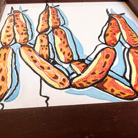 Sausage Link Tile Art with Wood Frame