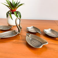 Silver Flashed Swan Trays set of 5