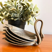 Silver Flashed Swan Trays set of 5