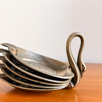 Silver Flashed Swan Trays set of 5