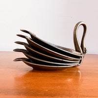 Silver Flashed Swan Trays set of 5