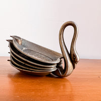 Silver Flashed Swan Trays set of 5