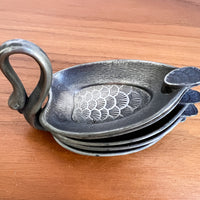 Silver Flashed Swan Trays set of 5