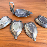 Silver Flashed Swan Trays set of 5