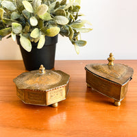 Etched Vintage Brass Trinket Boxes