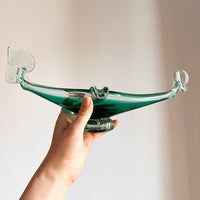 Murano Style Green Glass gondola Ashtray Dish
