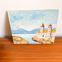R Marco Castle and Ocean Painting on Wood