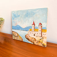 R Marco Castle and Ocean Painting on Wood