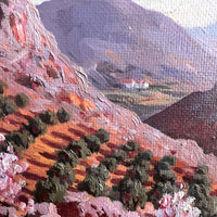 Signed Hidalgo Spanish Desert Hill Painting on Wood