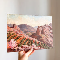 Signed Hidalgo Spanish Desert Hill Painting on Wood