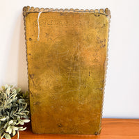 Antique Scalloped Hammered Brass Tray