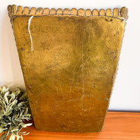 Antique Scalloped Hammered Brass Tray