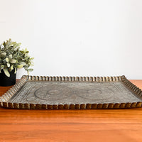 Antique Scalloped Hammered Brass Tray
