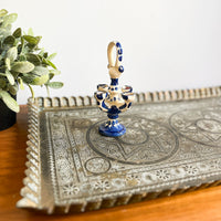 Antique Scalloped Hammered Brass Tray