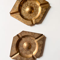 Solid Vintage Thin Etched Hammered Brass Ashtray (2 available)