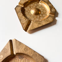 Solid Vintage Thin Etched Hammered Brass Ashtray (2 available)