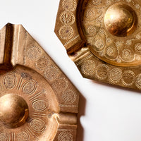 Solid Vintage Thin Etched Hammered Brass Ashtray (2 available)