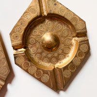 Solid Vintage Thin Etched Hammered Brass Ashtray (2 available)