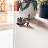 Mini Cast Metal Cat Statue Sculpture