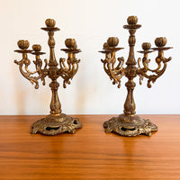 Antique Brass Candelabras Set of 2