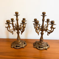 Antique Brass Candelabras Set of 2