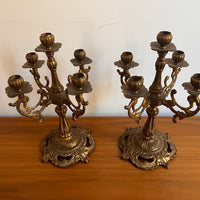 Antique Brass Candelabras Set of 2