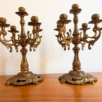 Antique Brass Candelabras Set of 2
