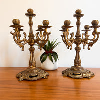 Antique Brass Candelabras Set of 2