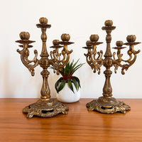 Antique Brass Candelabras Set of 2