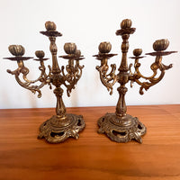Antique Brass Candelabras Set of 2