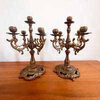 Antique Brass Candelabras Set of 2