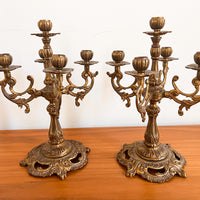 Antique Brass Candelabras Set of 2